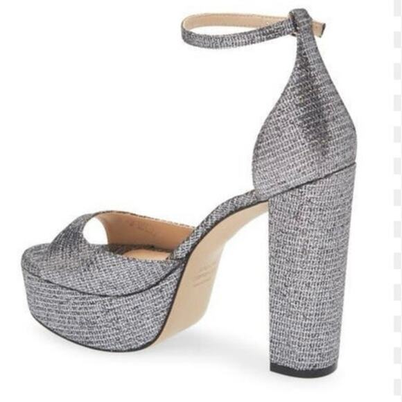 NWOB Stuart Weitzman Pamela Metallic Platform Sandals in Silver SZ 8 - Picture 3 of 8